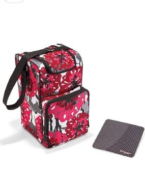 Thirty One Pack N Pour Thermal Set Bold Bloom with Serve Tray New Red Pink Black